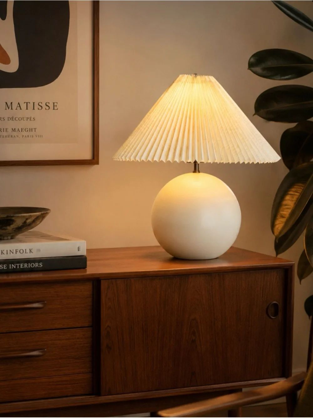 West Elm Metal Sphere Table Lamp & Pleated Shade (18")
